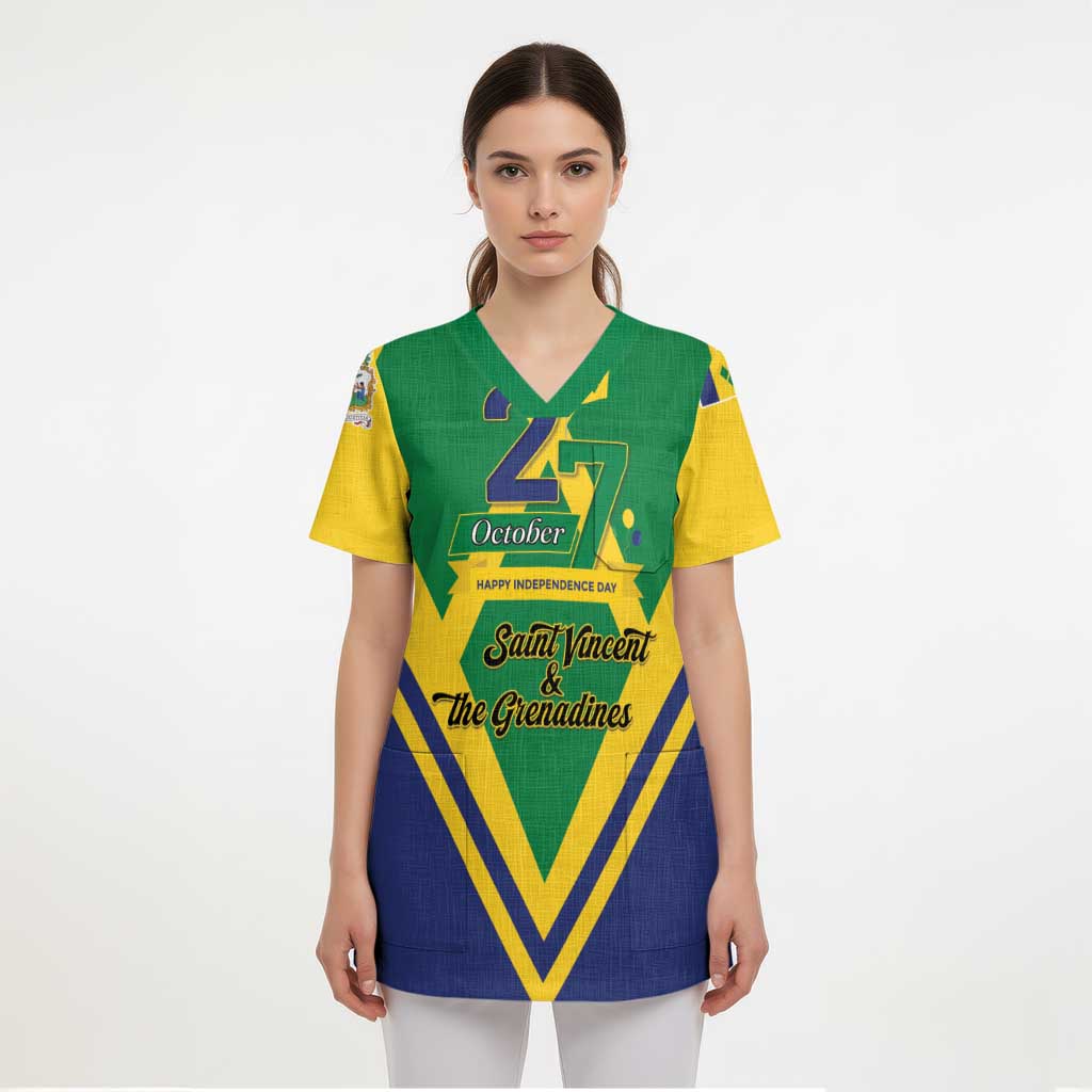 Saint Vincent and the Grenadines Independence Day Scrub Top Simple Style - Wonder Print Shop