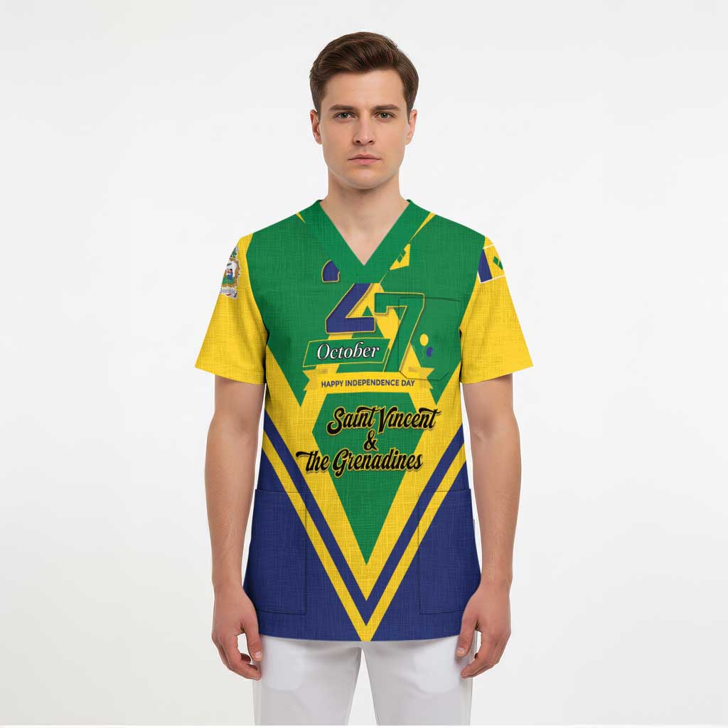 Saint Vincent and the Grenadines Independence Day Scrub Top Simple Style - Wonder Print Shop