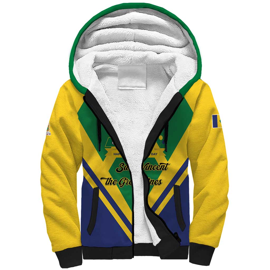 Saint Vincent and the Grenadines Independence Day Sherpa Hoodie Simple Style - Wonder Print Shop