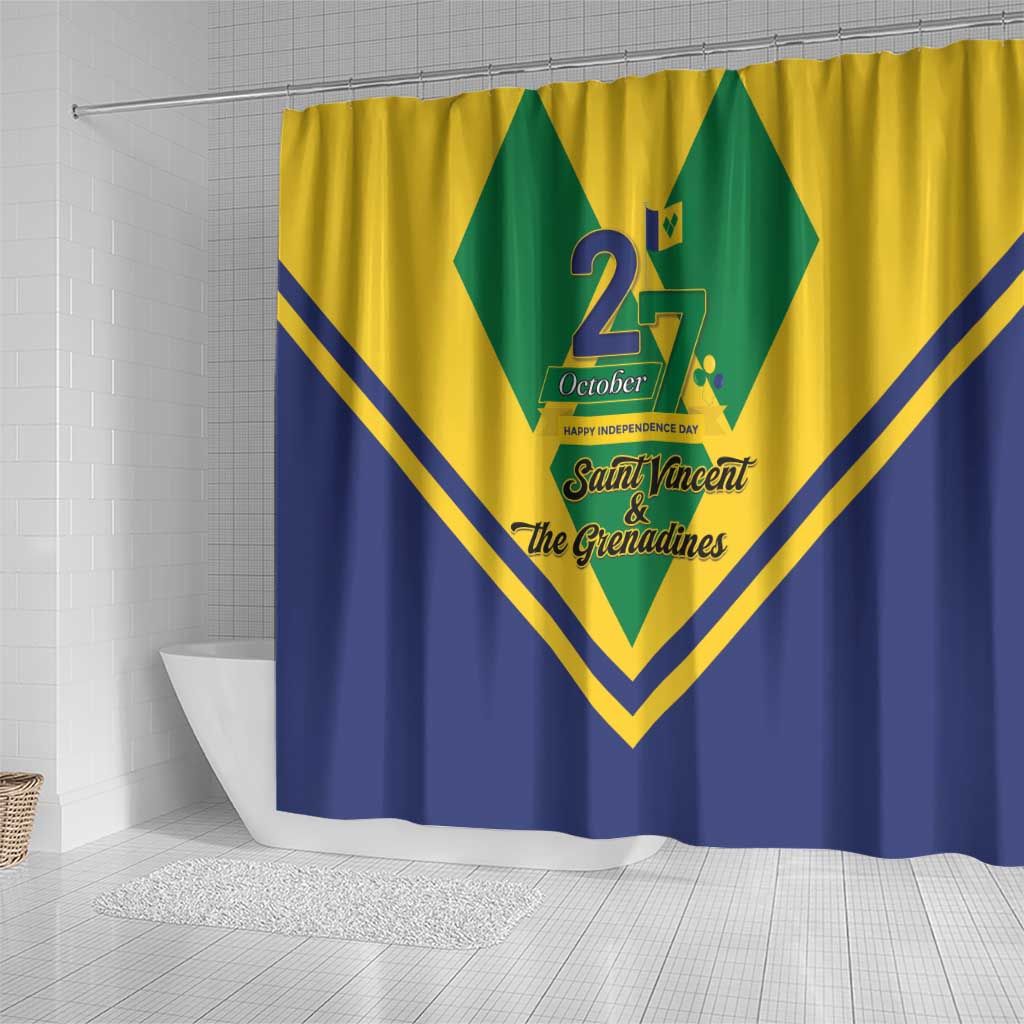 Saint Vincent and the Grenadines Independence Day Shower Curtain Simple Style - Wonder Print Shop
