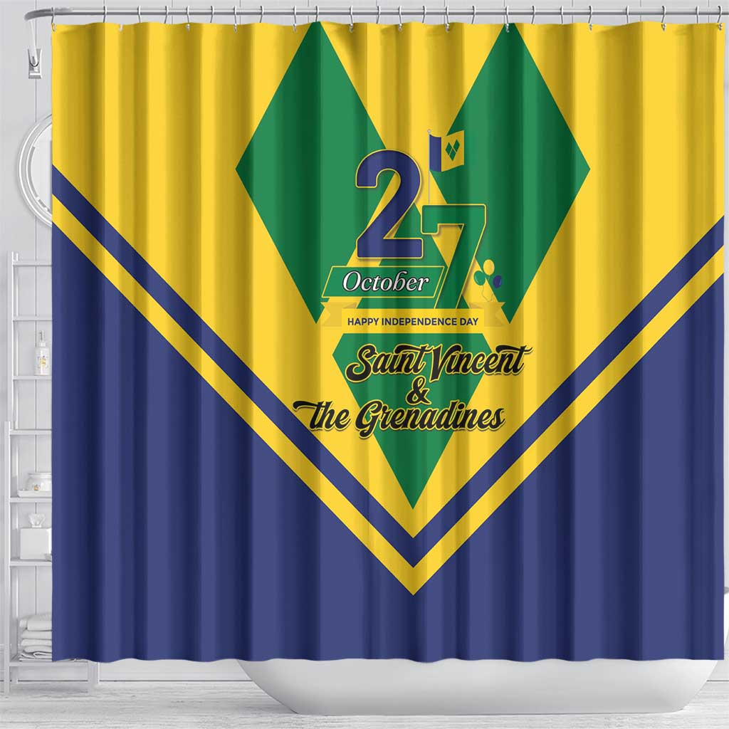 Saint Vincent and the Grenadines Independence Day Shower Curtain Simple Style - Wonder Print Shop