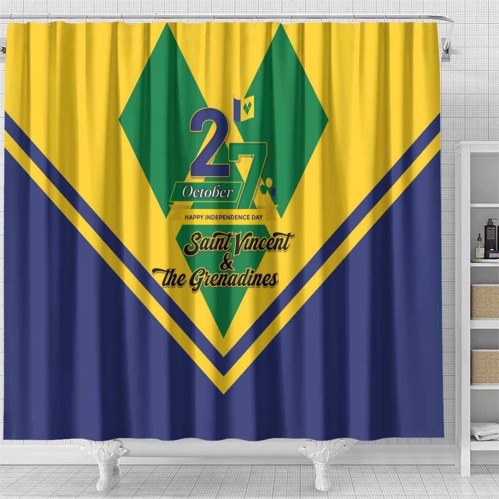 Saint Vincent and the Grenadines Independence Day Shower Curtain Simple Style - Wonder Print Shop