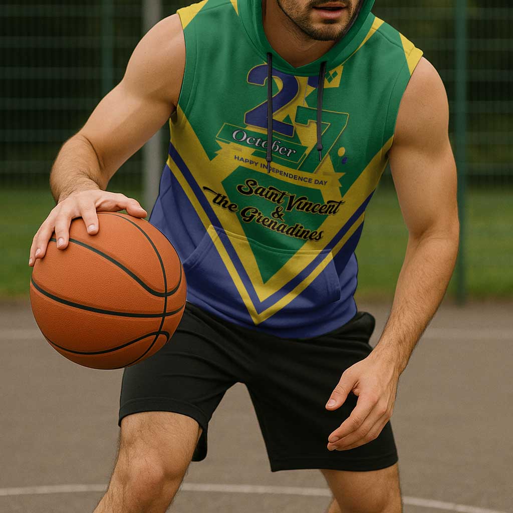 Saint Vincent and the Grenadines Independence Day Sleeveless Hoodie Simple Style - Wonder Print Shop