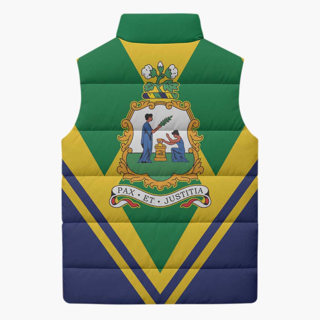 Saint Vincent and the Grenadines Independence Day Sleeveless Puffer Jacket Simple Style - Wonder Print Shop