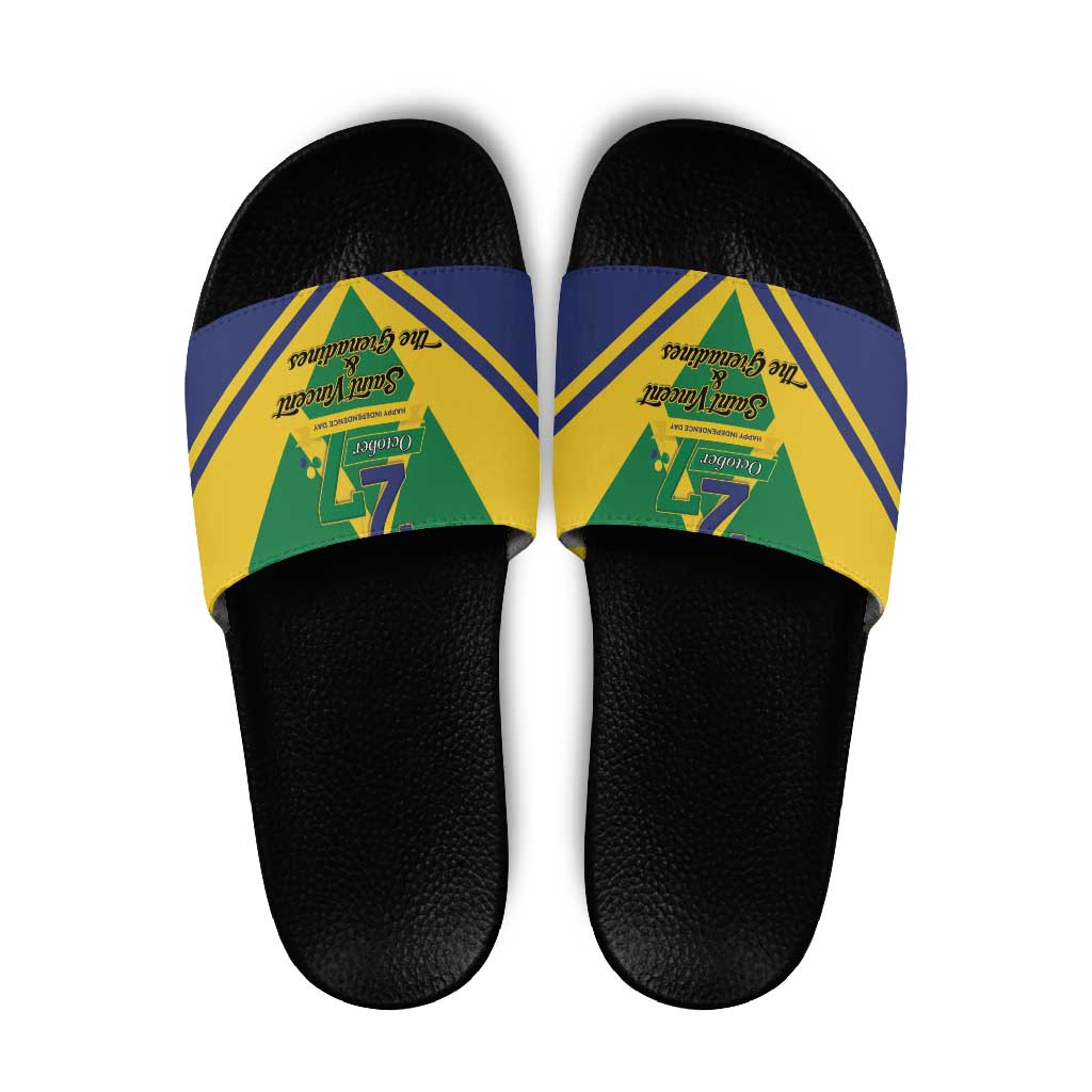 Saint Vincent and the Grenadines Independence Day Slide Sandals Simple Style - Wonder Print Shop