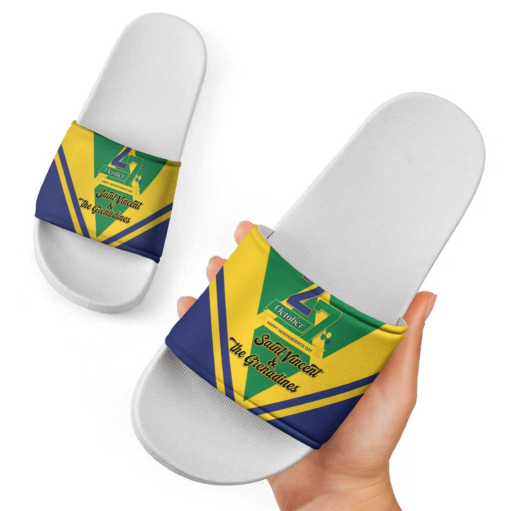Saint Vincent and the Grenadines Independence Day Slide Sandals Simple Style - Wonder Print Shop
