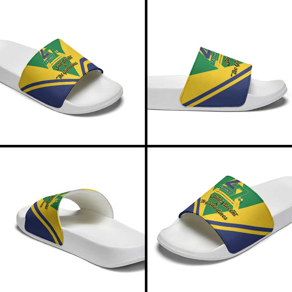 Saint Vincent and the Grenadines Independence Day Slide Sandals Simple Style - Wonder Print Shop
