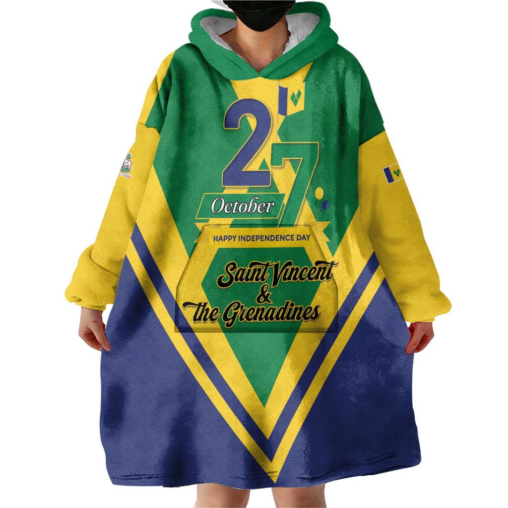 Saint Vincent and the Grenadines Independence Day Wearable Blanket Hoodie Simple Style - Wonder Print Shop