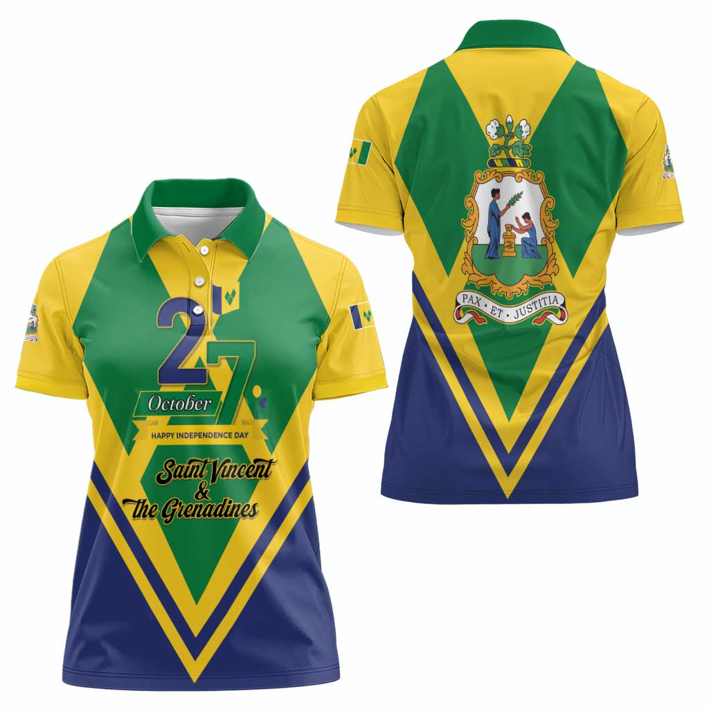 Saint Vincent and the Grenadines Independence Day Women Polo Shirt Simple Style - Wonder Print Shop