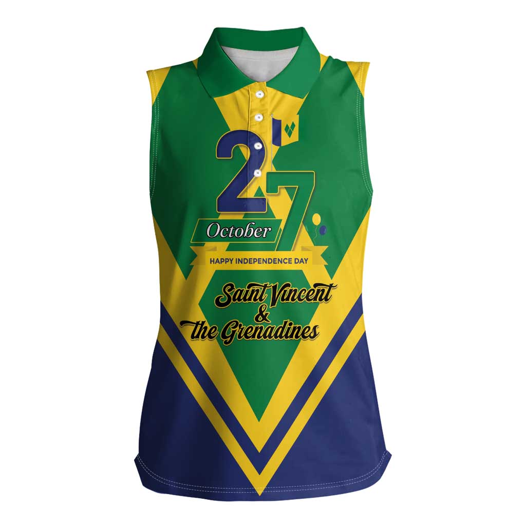 Saint Vincent and the Grenadines Independence Day Women Sleeveless Polo Shirt Simple Style - Wonder Print Shop