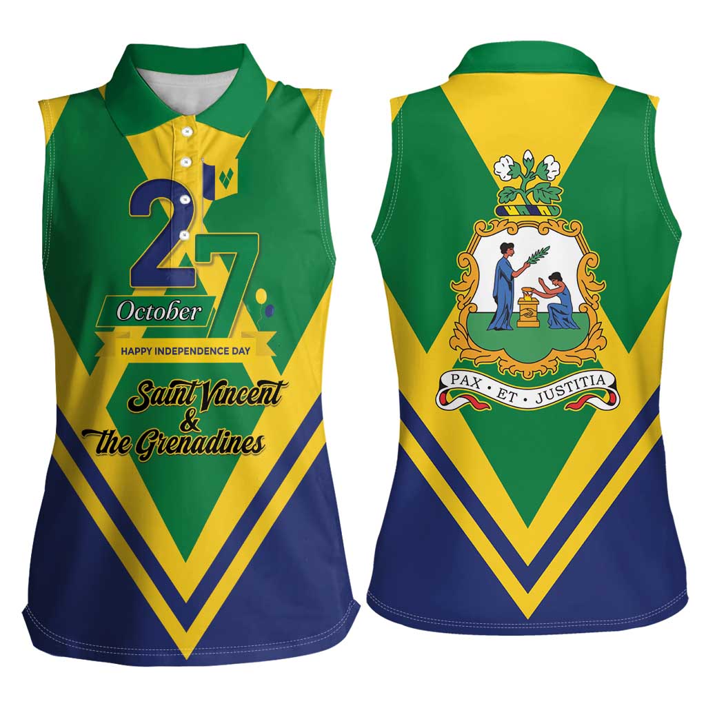 Saint Vincent and the Grenadines Independence Day Women Sleeveless Polo Shirt Simple Style - Wonder Print Shop