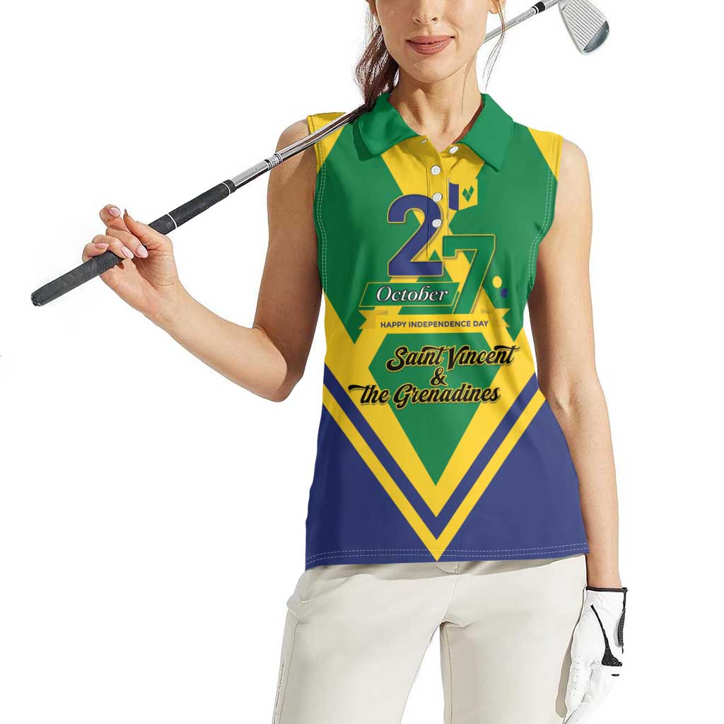 Saint Vincent and the Grenadines Independence Day Women Sleeveless Polo Shirt Simple Style - Wonder Print Shop