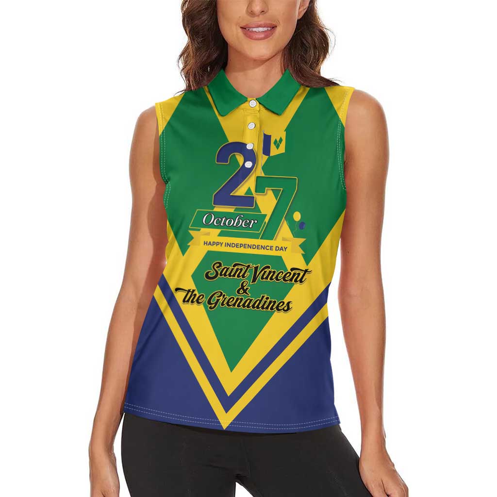 Saint Vincent and the Grenadines Independence Day Women Sleeveless Polo Shirt Simple Style - Wonder Print Shop