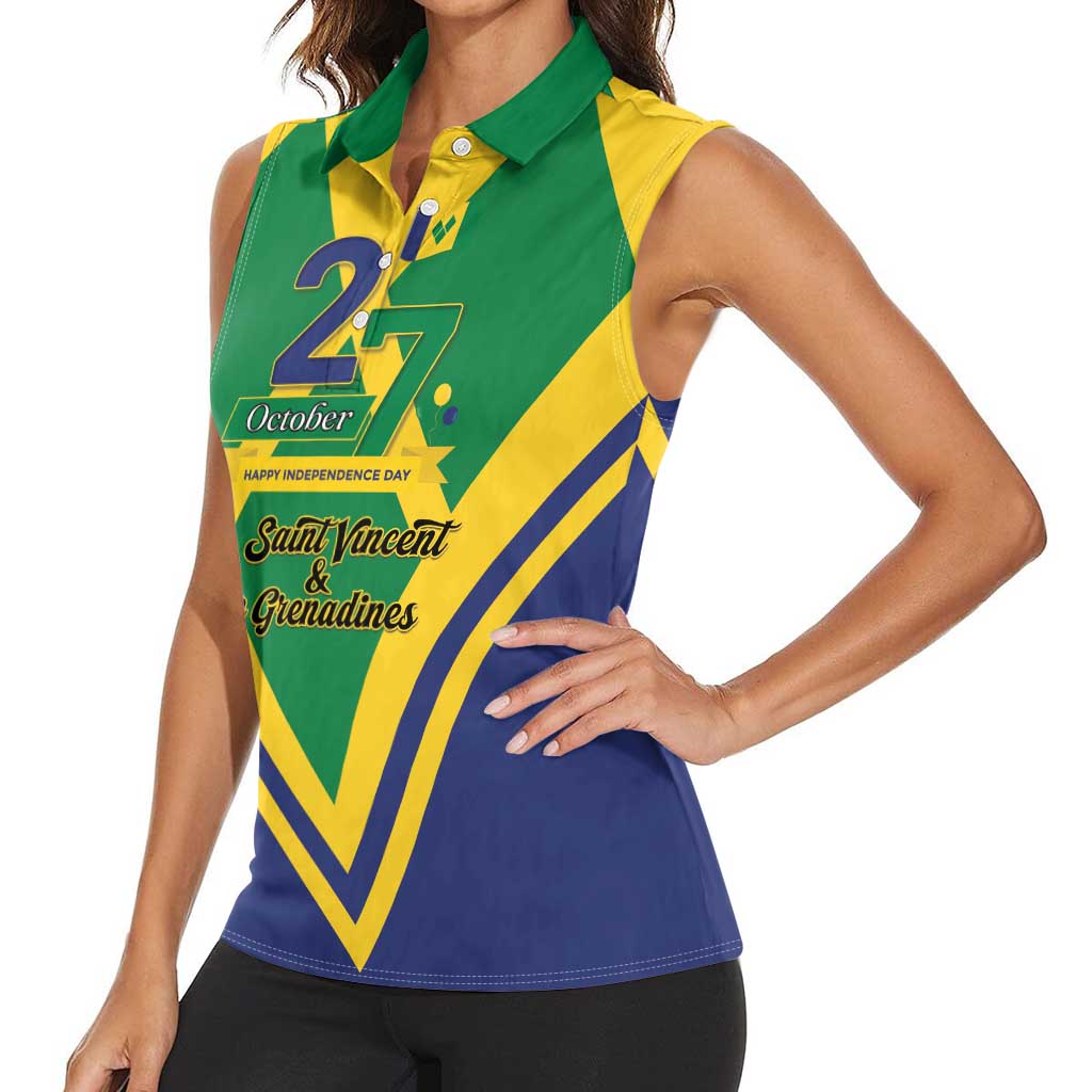 Saint Vincent and the Grenadines Independence Day Women Sleeveless Polo Shirt Simple Style - Wonder Print Shop