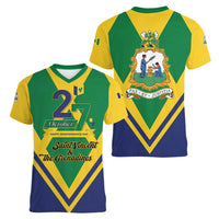 Saint Vincent and the Grenadines Independence Day Women V-Neck T-Shirt Simple Style - Wonder Print Shop