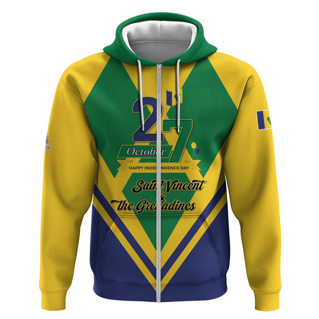 Saint Vincent and the Grenadines Independence Day Zip Hoodie Simple Style - Wonder Print Shop