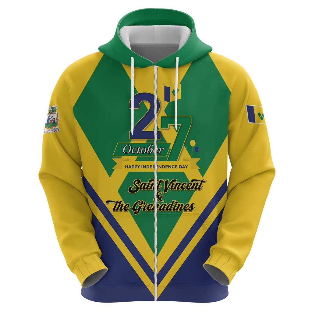 Saint Vincent and the Grenadines Independence Day Zip Hoodie Simple Style - Wonder Print Shop