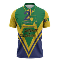 Saint Vincent and the Grenadines Independence Day Zipper Polo Shirt Simple Style - Wonder Print Shop