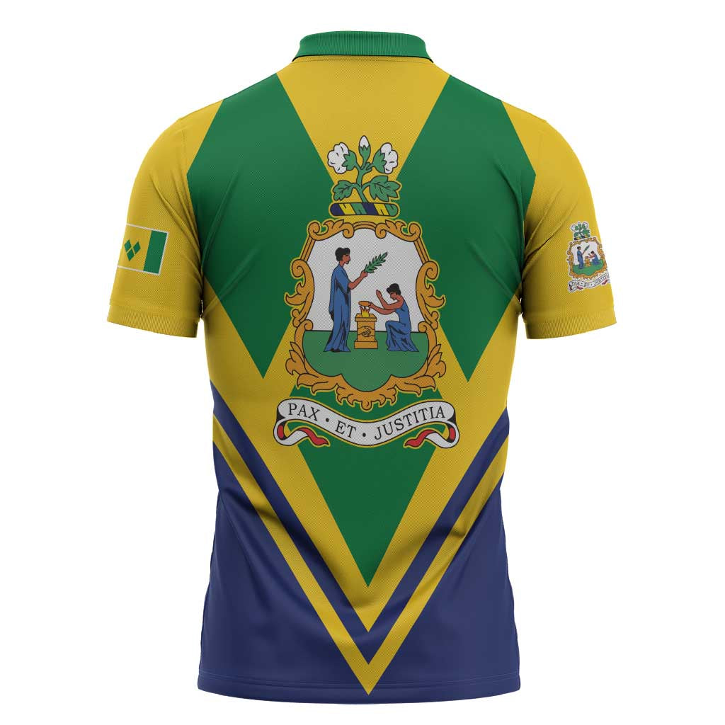 Saint Vincent and the Grenadines Independence Day Zipper Polo Shirt Simple Style - Wonder Print Shop
