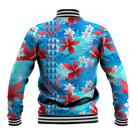 Hawaii Christmas Baseball Jacket Santa Claus Surfing Kakau Tropical Style - Wonder Print Shop