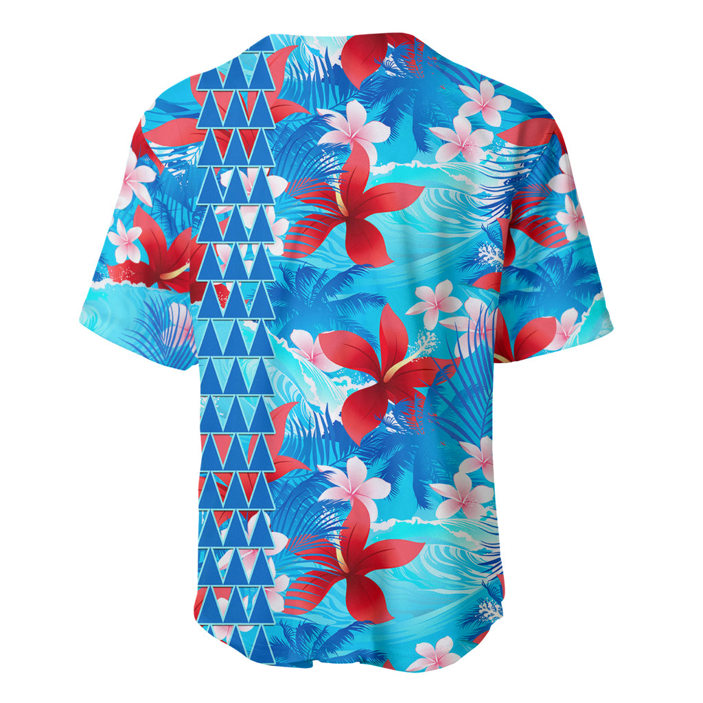 Hawaii Christmas Baseball Jersey Santa Claus Surfing Kakau Tropical Style - Wonder Print Shop