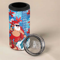 Hawaii Christmas 4 in 1 Can Cooler Tumbler Santa Claus Surfing Kakau Tropical Style - Wonder Print Shop