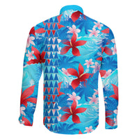 Hawaii Christmas Family Matching Off Shoulder Long Sleeve Dress and Hawaiian Shirt Santa Claus Surfing Kakau Tropical Style - Wonder Print Shop