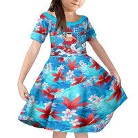 Hawaii Christmas Family Matching Off Shoulder Short Dress and Hawaiian Shirt Santa Claus Surfing Kakau Tropical Style - Wonder Print Shop