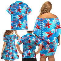 Hawaii Christmas Family Matching Off Shoulder Short Dress and Hawaiian Shirt Santa Claus Surfing Kakau Tropical Style - Wonder Print Shop