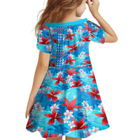 Hawaii Christmas Family Matching Short Sleeve Bodycon Dress and Hawaiian Shirt Santa Claus Surfing Kakau Tropical Style - Wonder Print Shop