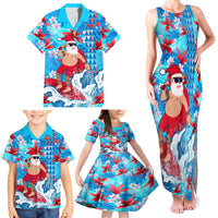Hawaii Christmas Family Matching Tank Maxi Dress and Hawaiian Shirt Santa Claus Surfing Kakau Tropical Style - Wonder Print Shop