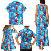 Hawaii Christmas Family Matching Tank Maxi Dress and Hawaiian Shirt Santa Claus Surfing Kakau Tropical Style - Wonder Print Shop