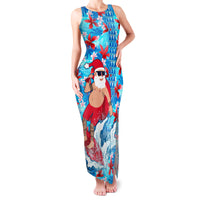 Hawaii Christmas Family Matching Tank Maxi Dress and Hawaiian Shirt Santa Claus Surfing Kakau Tropical Style - Wonder Print Shop