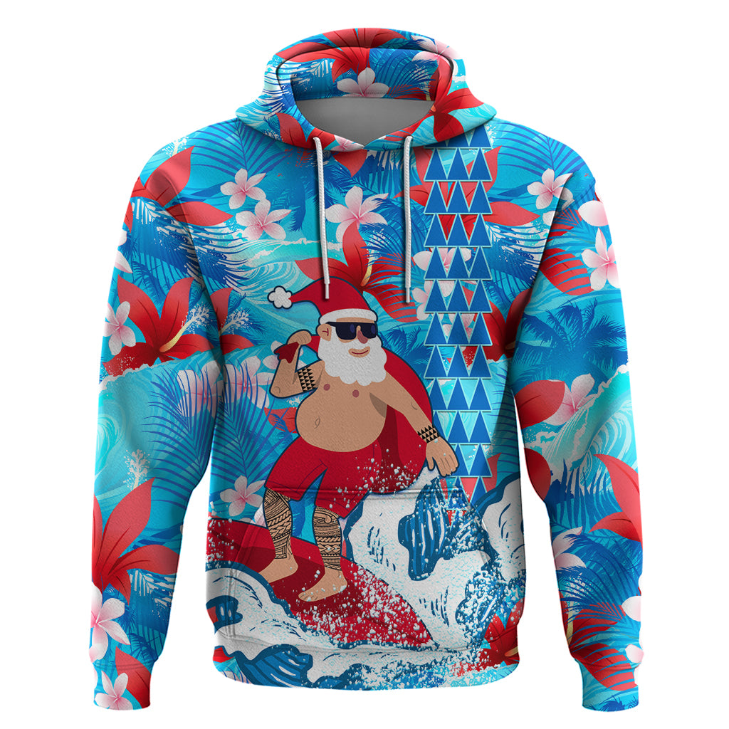 Hawaii Christmas Hoodie Santa Claus Surfing Kakau Tropical Style - Wonder Print Shop