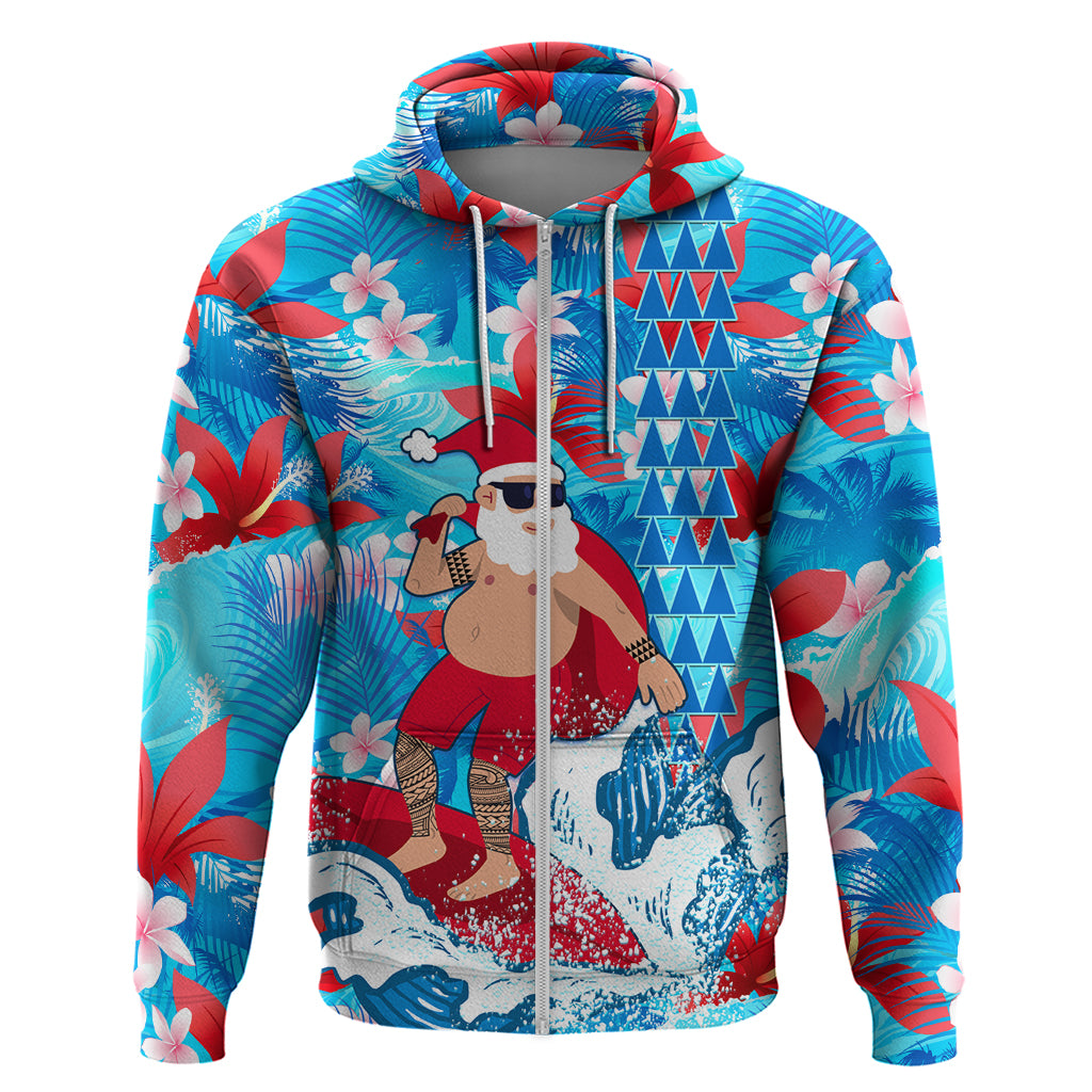 Hawaii Christmas Hoodie Santa Claus Surfing Kakau Tropical Style - Wonder Print Shop