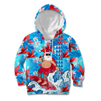 Hawaii Christmas Kid Hoodie Santa Claus Surfing Kakau Tropical Style - Wonder Print Shop