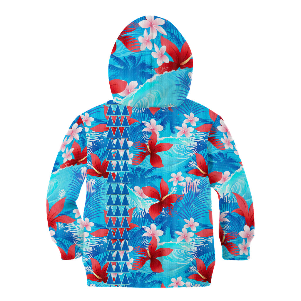 Hawaii Christmas Kid Hoodie Santa Claus Surfing Kakau Tropical Style - Wonder Print Shop