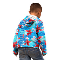 Hawaii Christmas Kid Hoodie Santa Claus Surfing Kakau Tropical Style - Wonder Print Shop