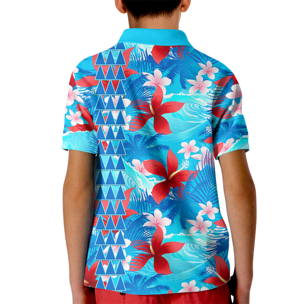 Hawaii Christmas Kid Polo Shirt Santa Claus Surfing Kakau Tropical Style - Wonder Print Shop