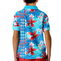 Hawaii Christmas Kid Polo Shirt Santa Claus Surfing Kakau Tropical Style - Wonder Print Shop