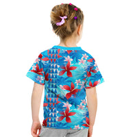 Hawaii Christmas Kid T Shirt Santa Claus Surfing Kakau Tropical Style - Wonder Print Shop