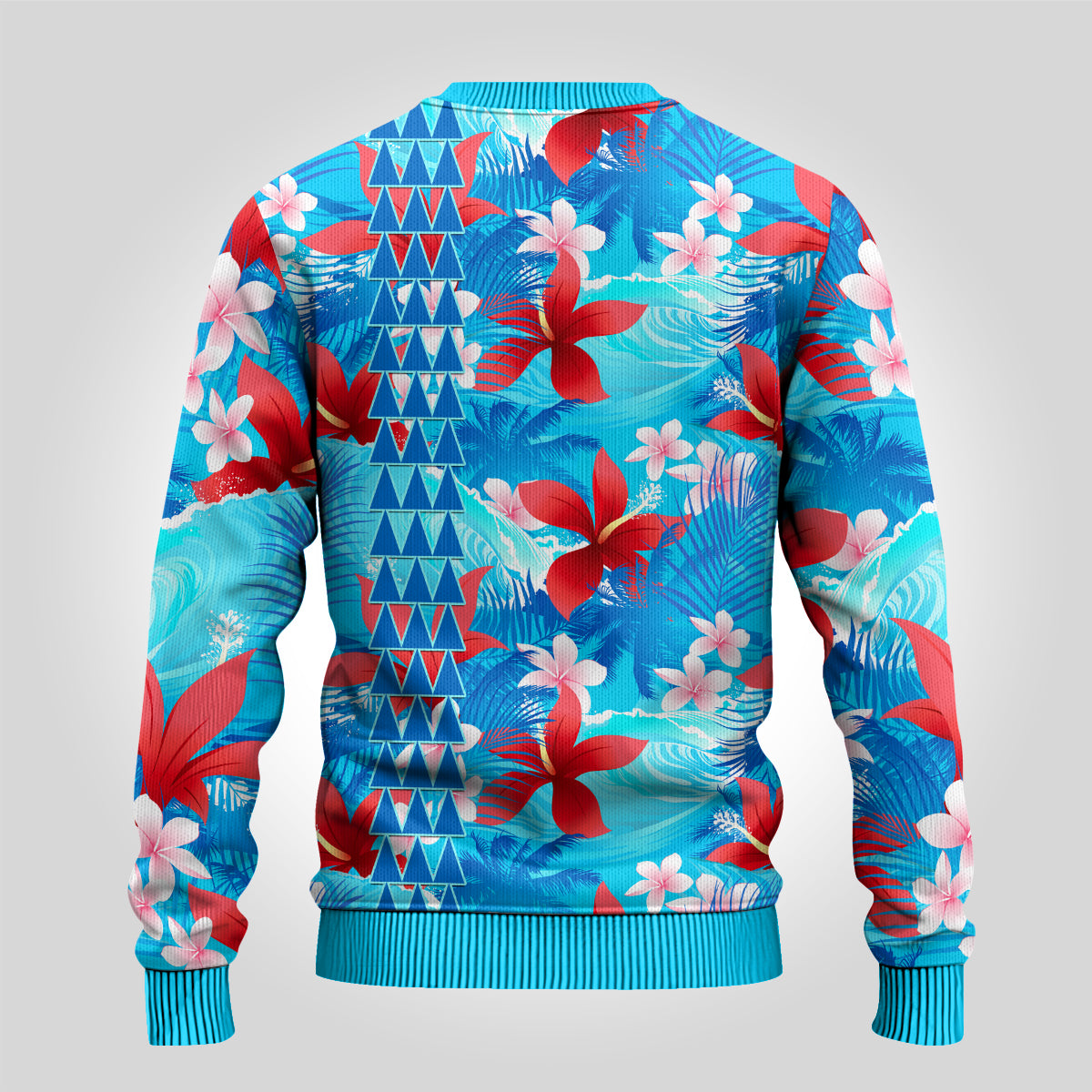 Hawaii Christmas Ugly Christmas Sweater Santa Claus Surfing Kakau Tropical Style - Wonder Print Shop