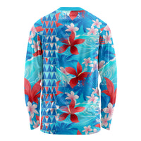 Hawaii Christmas Long Sleeve Shirt Santa Claus Surfing Kakau Tropical Style - Wonder Print Shop
