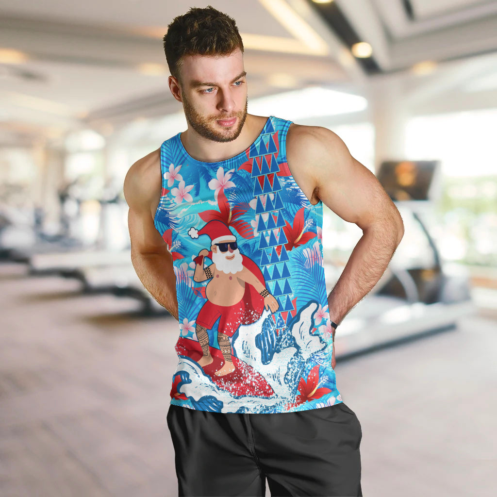 Hawaii Christmas Men Tank Top Santa Claus Surfing Kakau Tropical Style - Wonder Print Shop