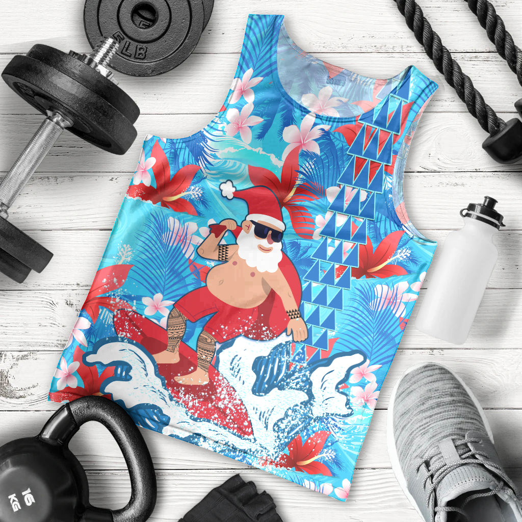 Hawaii Christmas Men Tank Top Santa Claus Surfing Kakau Tropical Style - Wonder Print Shop