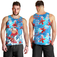 Hawaii Christmas Men Tank Top Santa Claus Surfing Kakau Tropical Style - Wonder Print Shop