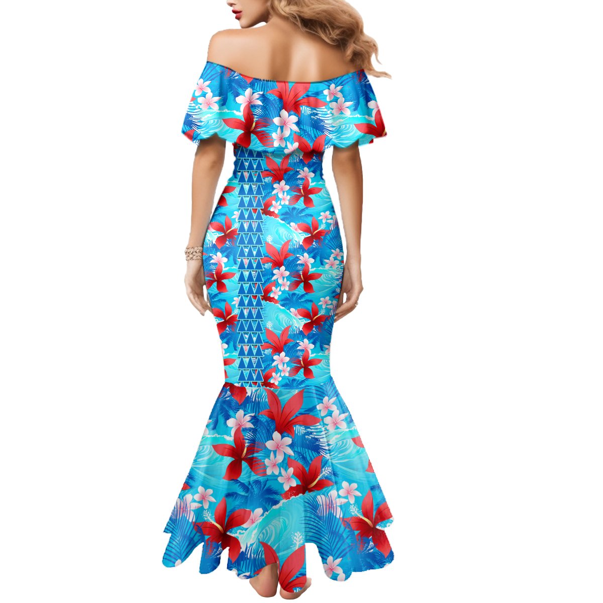 Hawaii Christmas Mermaid Dress Santa Claus Surfing Kakau Tropical Style - Wonder Print Shop