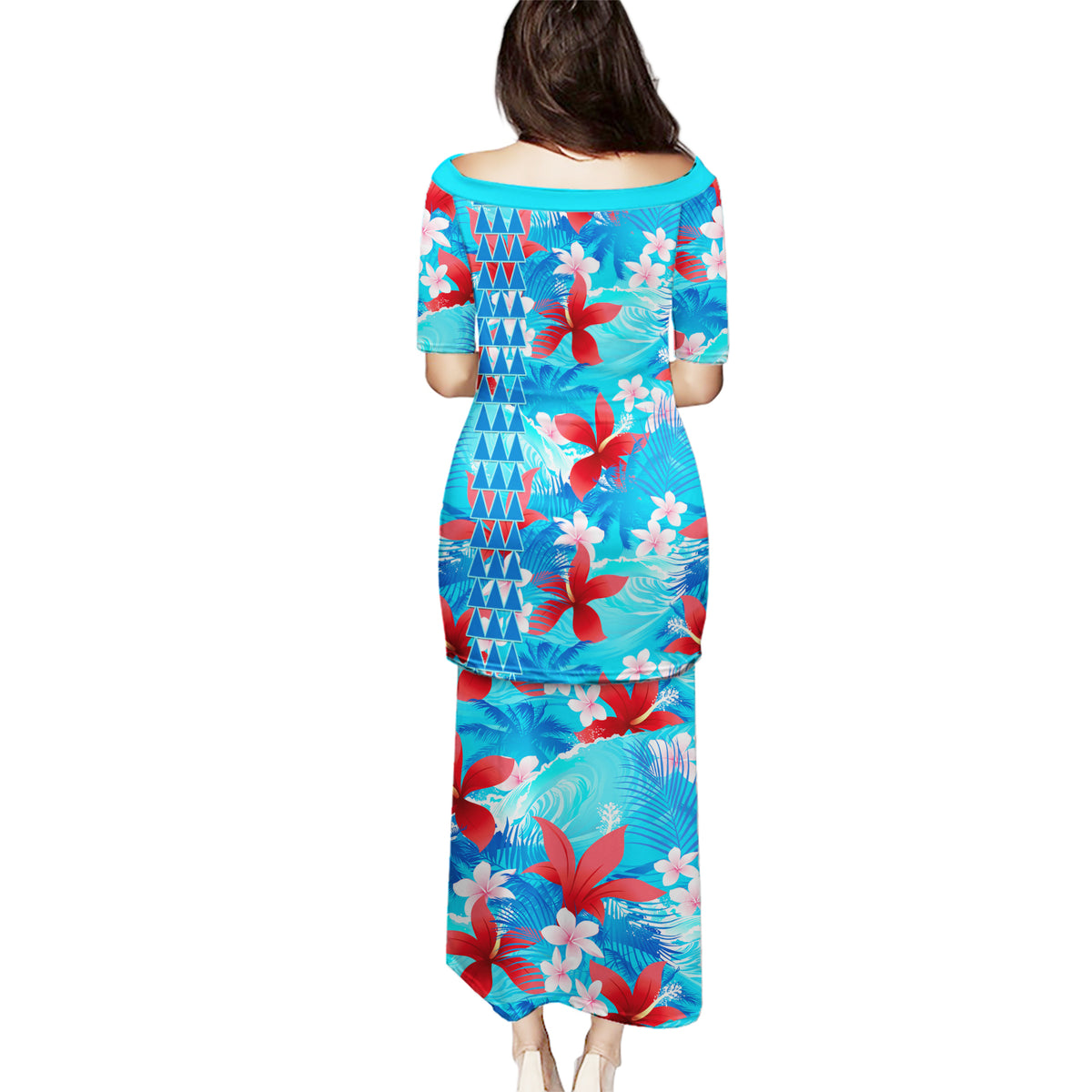 Hawaii Christmas Puletasi Santa Claus Surfing Kakau Tropical Style - Wonder Print Shop