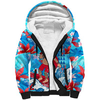 Hawaii Christmas Sherpa Hoodie Santa Claus Surfing Kakau Tropical Style - Wonder Print Shop