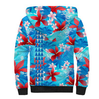 Hawaii Christmas Sherpa Hoodie Santa Claus Surfing Kakau Tropical Style - Wonder Print Shop